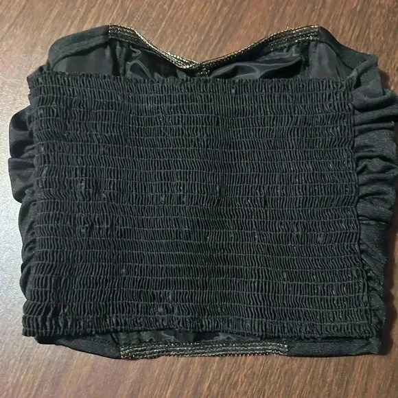 Black And Gold Sparkly Tube Top. Elastic. Size S. Boning In Front For Structure - Picture 2 of 6